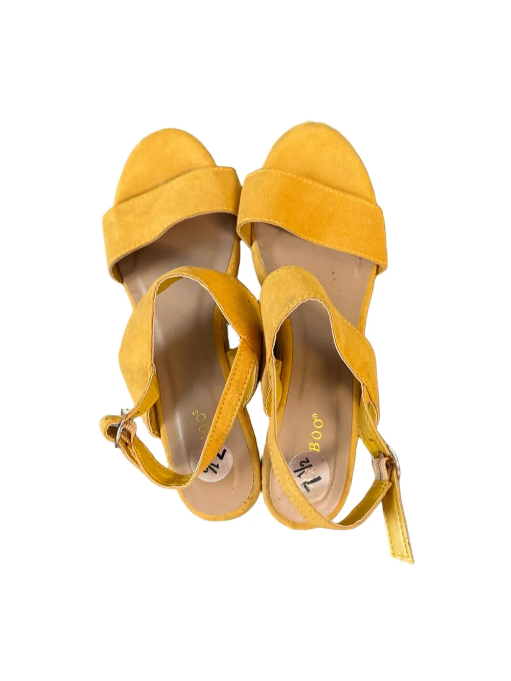 BAMBOO Yellow Suede Espadrille Wedge Sandals